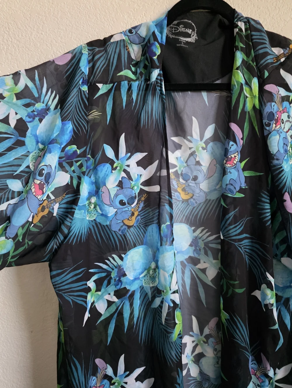 Disney Stitch Open Fringe Kimono Swim Coverup Sz L - Picture 2 of 4